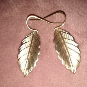 Delicate Lightweight Mini Leaf Charm Earrings Brass Botanical Gold Leaves KATTA